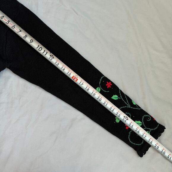 Vintage Arriviste Black, Holiday Embroidered, Cardigan- M - Picture 8 of 9